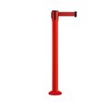 Montour Line Stanchion Belt Barrier Fixed Base Red Post 14ft.Red Belt MSX650F-RD-RD-140